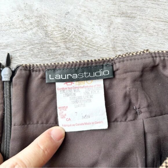 Vintage Laura Studio Wool Blend Woven Pencil Skirt Made in Canada - Picture 4 of 10